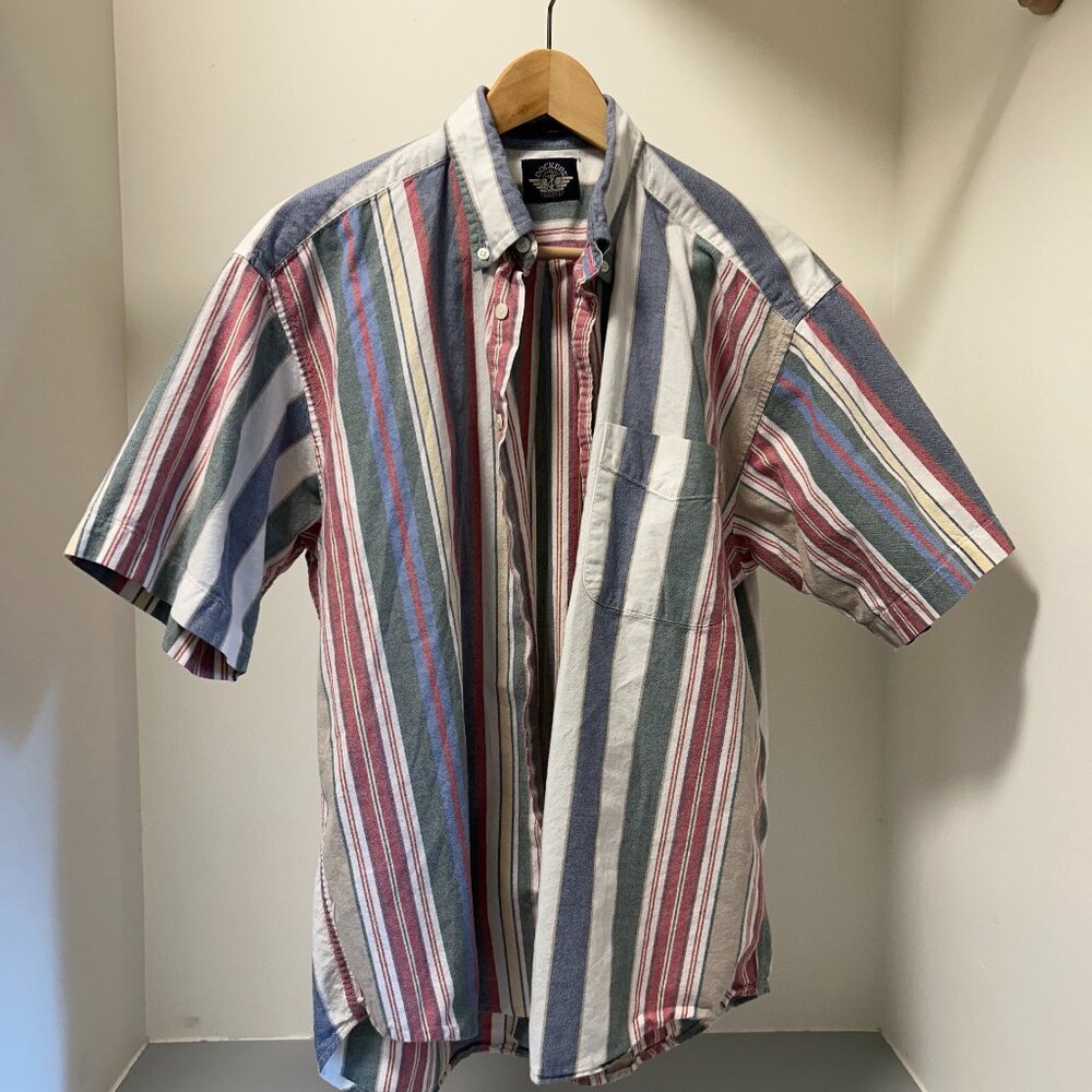 Dockers Vintage Striped Short Sleeve Button-down // Mens M